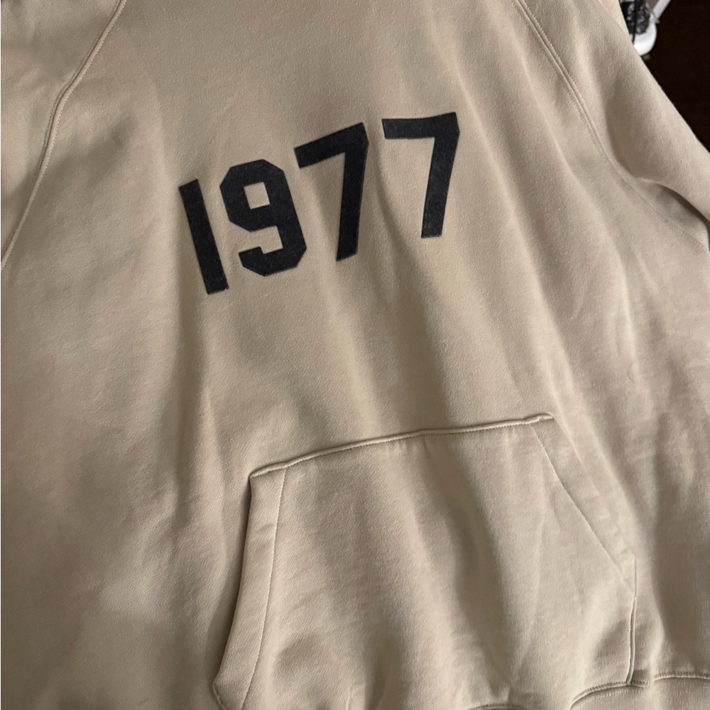 Essentials Tan Hoodie with 1977 Design